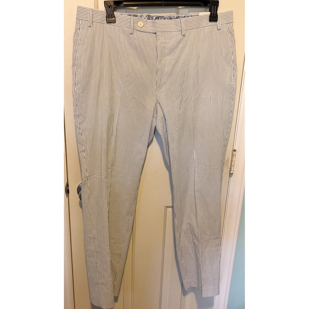 Lauren Ralph Lauren Pants Mens 38x30 Blue White Seersucker Stripe Classic New